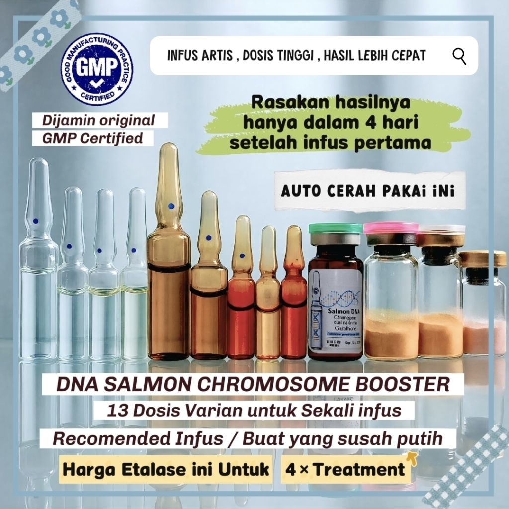 DNA SALMON CHROMOSOME HIGH BOOSTER Infus whitening / paket 4 kali treatmen