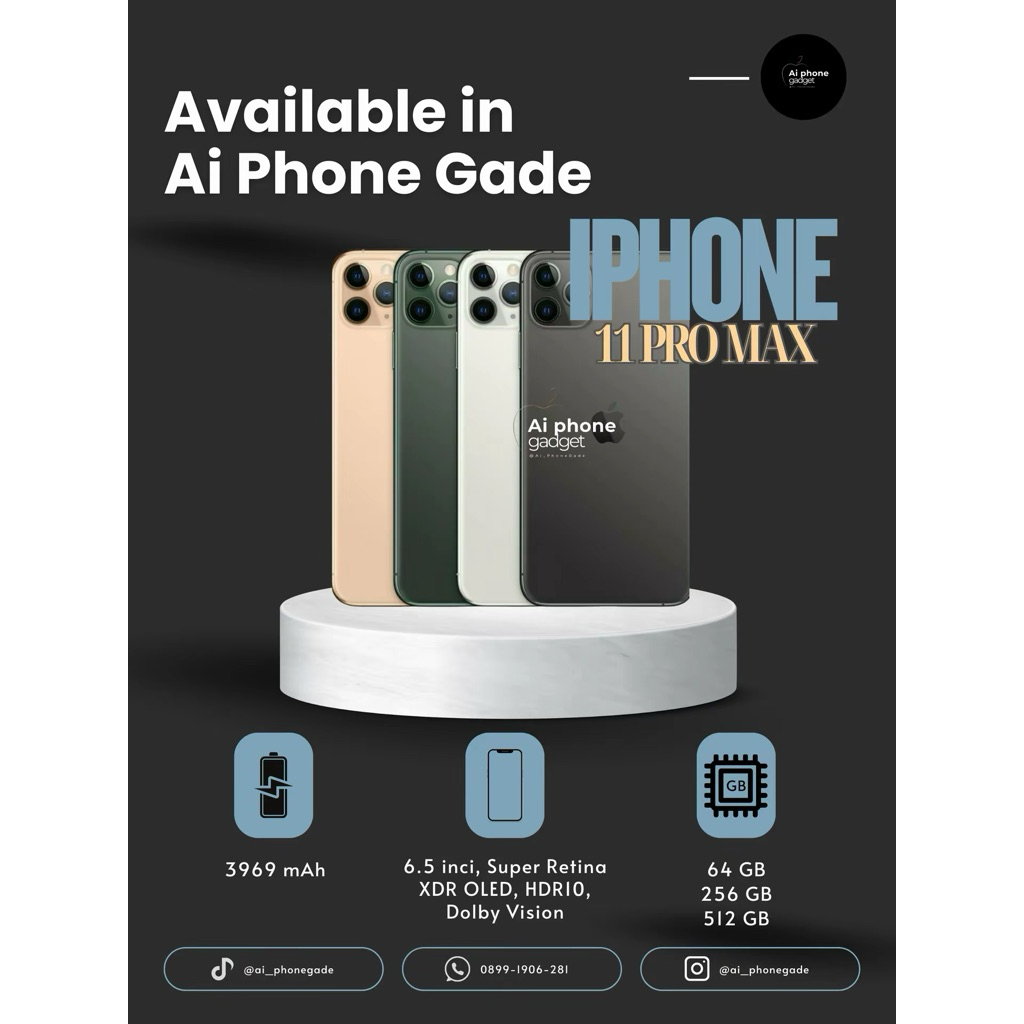 100% ORI | iPhone 11 Pro Max Cukai (Jaringan Permanen dan IMEI sudah Terdaftar)