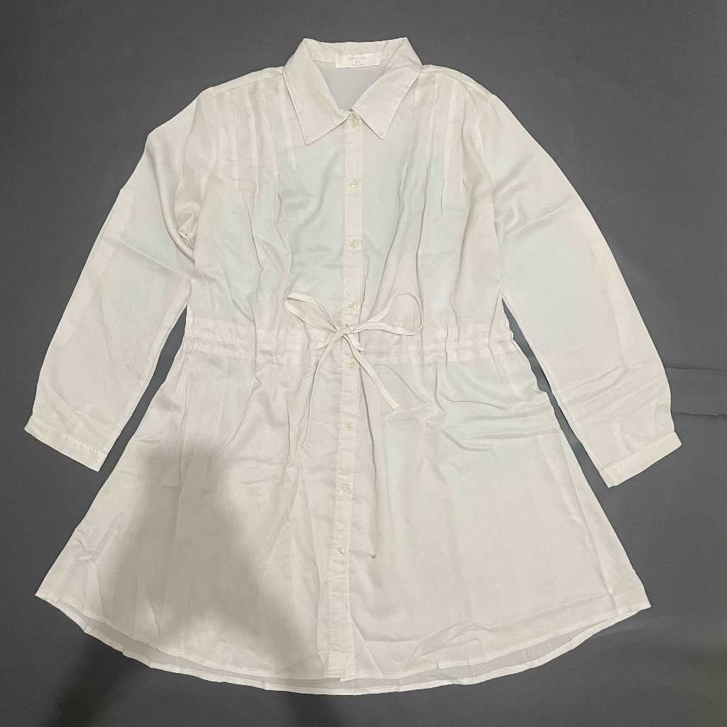 DEWASA C126 (MATILDA ORI, PRELOVED) Dress Tunik Kerah Kancing Depan Pinggang Tali Lengan Tangan Panj