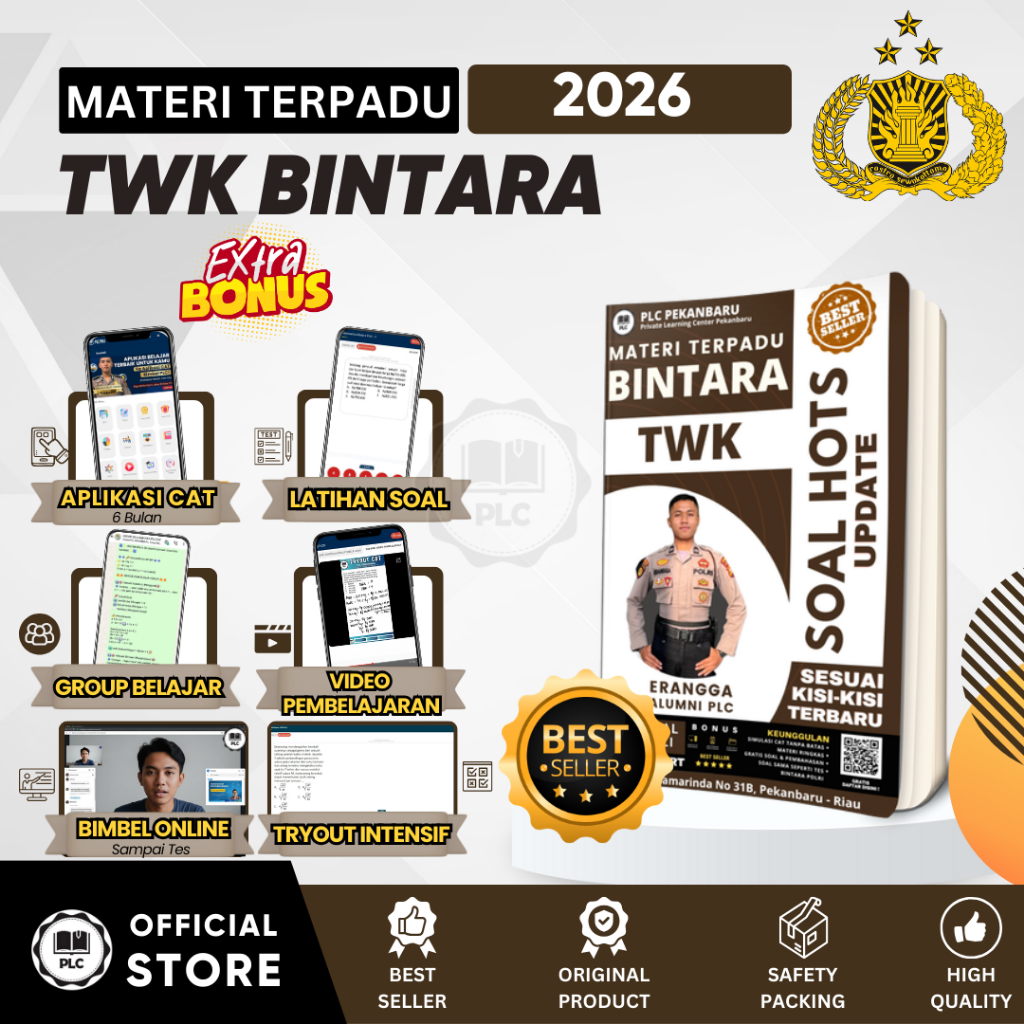 PLC - Buku Materi & Bank Soal HOTS TWK Persiapan Tes Masuk Bintara POLRI 2026