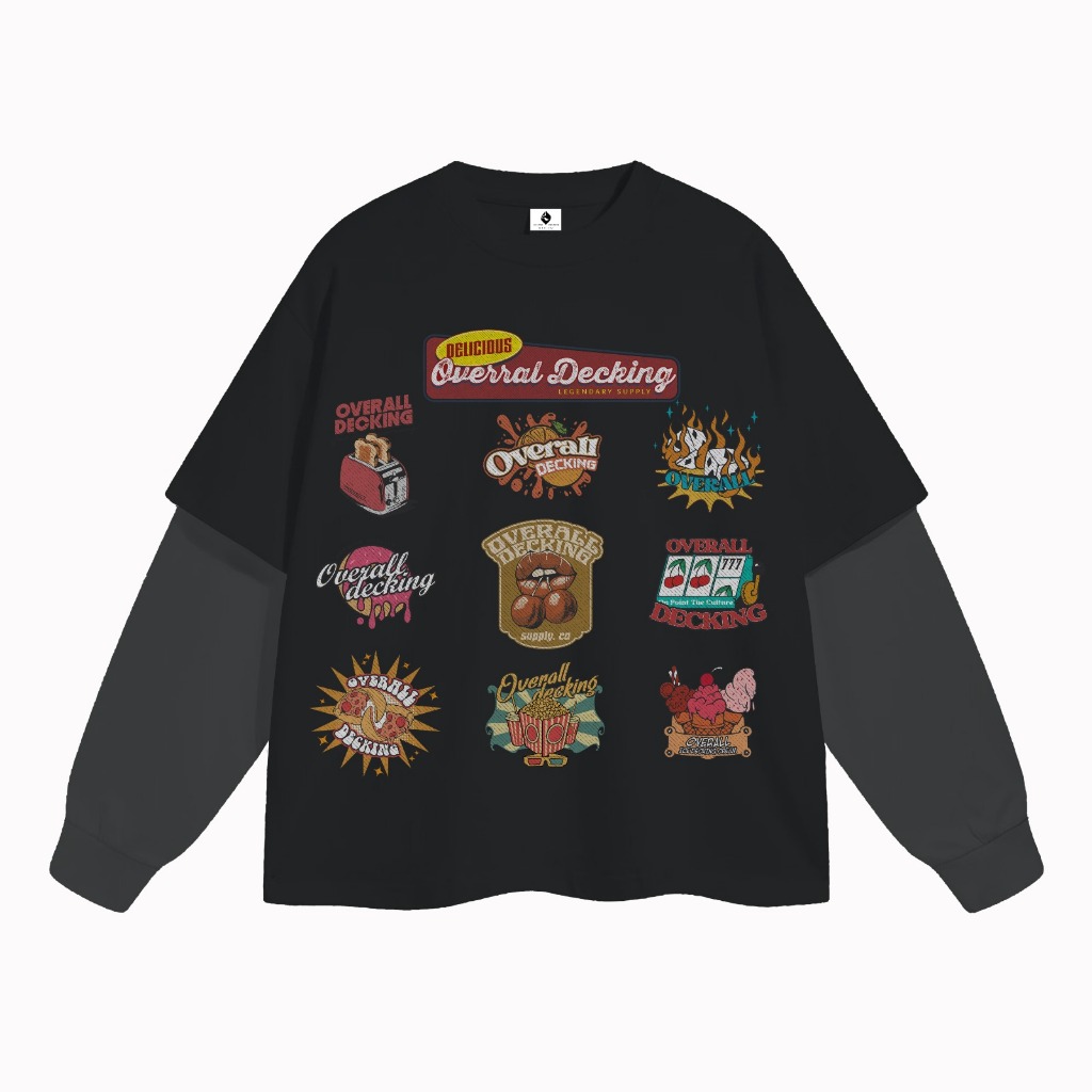Double Layer Long Sleeve T-Shirt OverallDecking Black Delicious