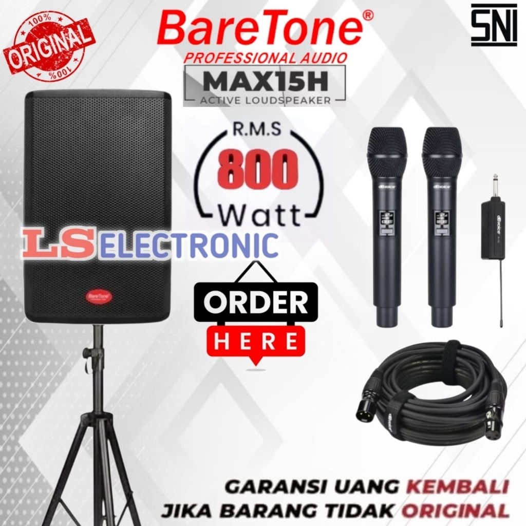 Speaker Aktif BareTone MAX15H Original Garansi Resmi 1 Tahun - 15 Inch 800 Watt