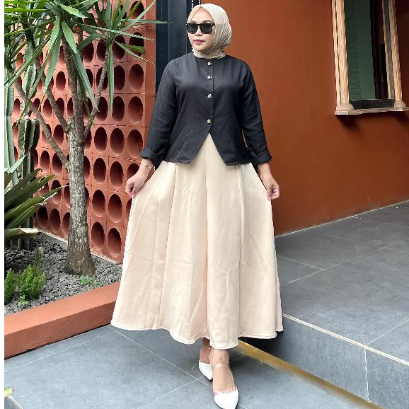 HEMAT LUAR BIASA Audy Skirt - Rok wanita Korean Loose Maxi Skirt - Rok panjang Flare basic polos