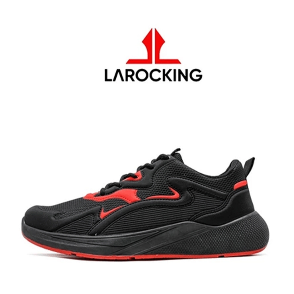 Sepatu Sneakers Larocking Artemis - Hitam Merah | Sepatu Olahraga Running Gym Pria Wanita