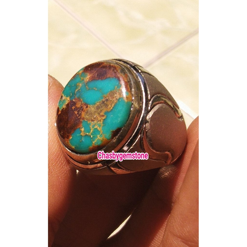 Batu Pirus Persia biru tosca urat emas-Pirus Persia Serat emas biru
