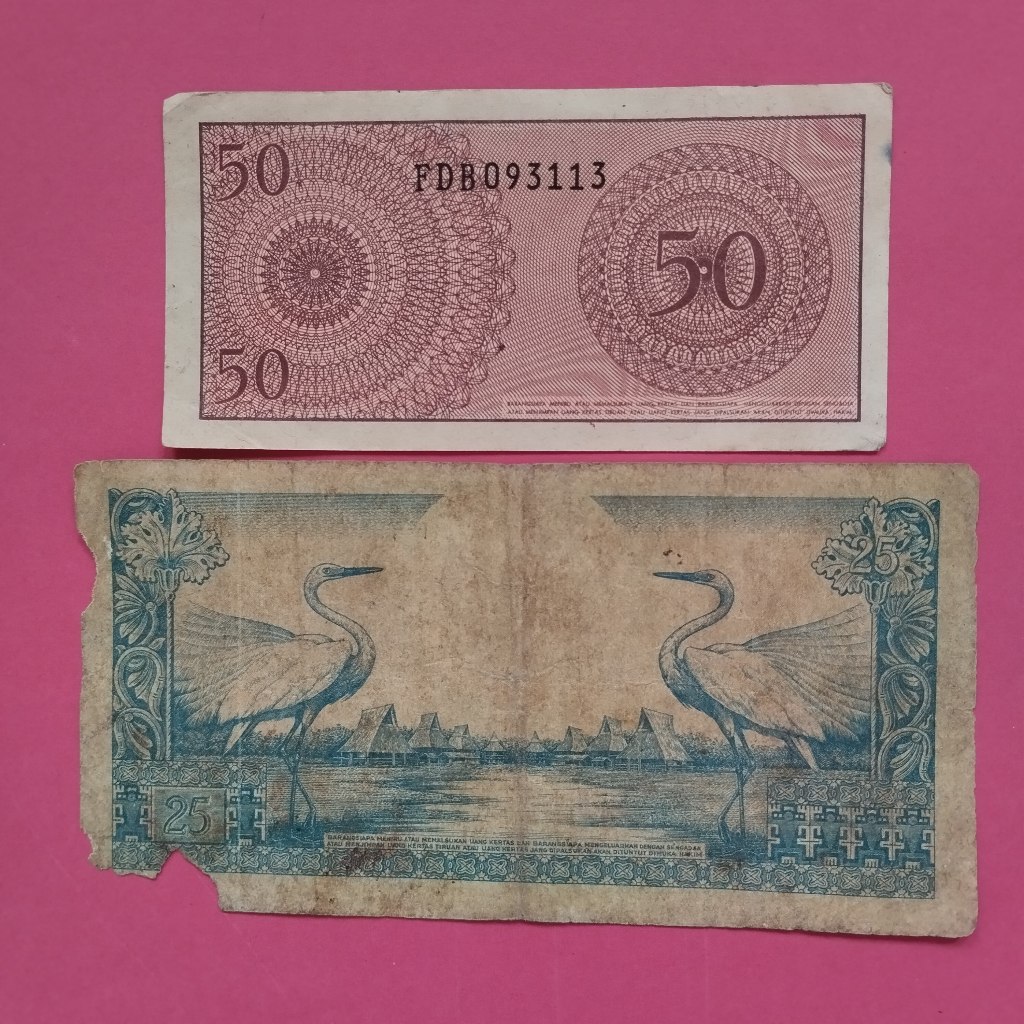 Uang Kuno Kertas 50 Sen Dan Rp 25 UK 012