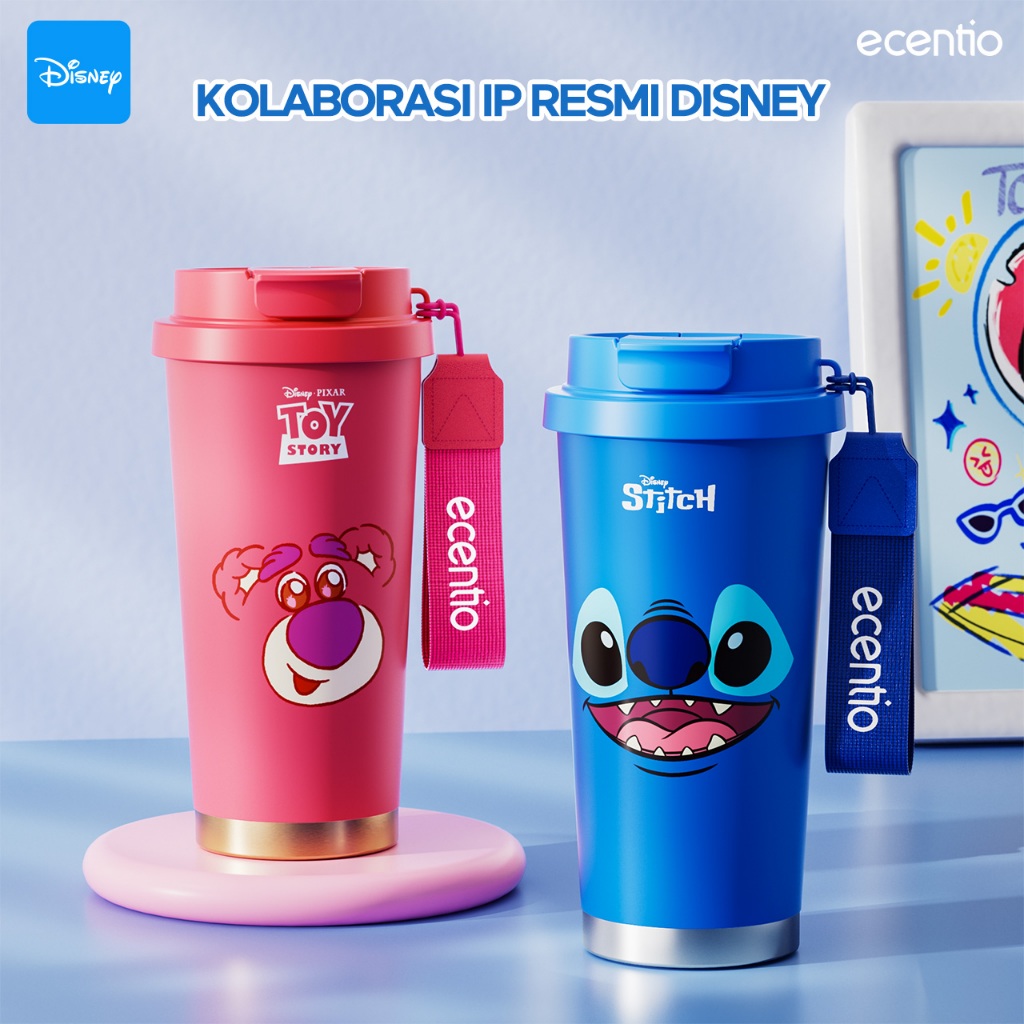 ecentio tumbler kopi 530ml premium tahan dingin 24 jam botol stainless 316 portable aesthetic botol 