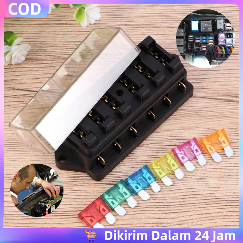 Fuse Holder 6 Way Sekring Mobil Rumah Fuse / Kotak Sekring Fuse Box Mobil dengan Fuse Blade 6 Way