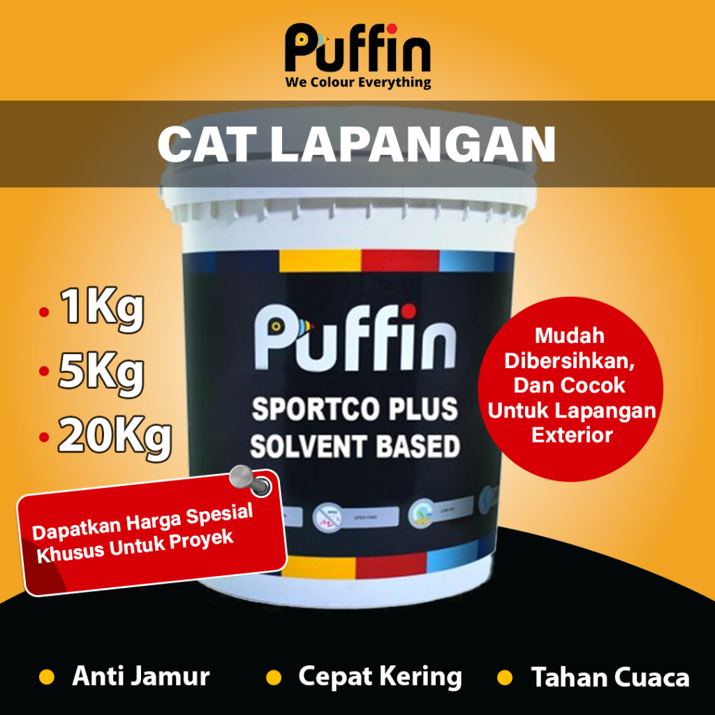 Cat Lapangan Outdoor Puffin Sportco Plus 1 Kg - Mudah Dibersihkan