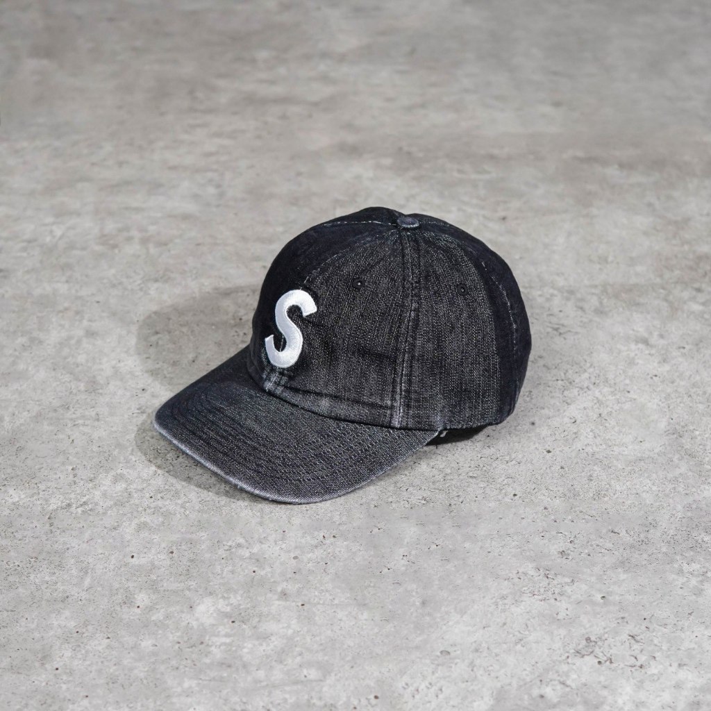 Topi SUPREME CORDURA S LOGO 6-PANEL DENIM BLACK CAP 100% ORIGINAL - OS ADJUST