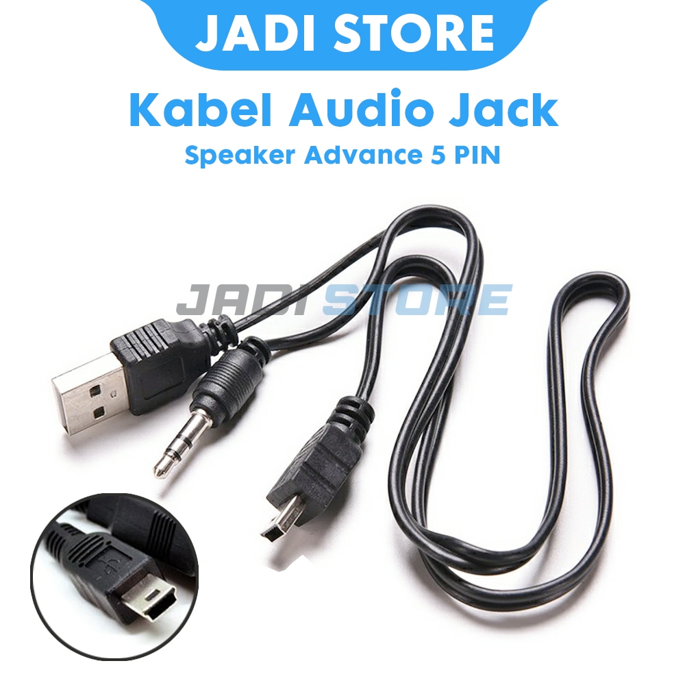 AUC Kabel Mini USB ke USB dan AUX 3.5mm Audio Cable 50cm - A-50 Kabel Charger Speaker Advance USB 5P