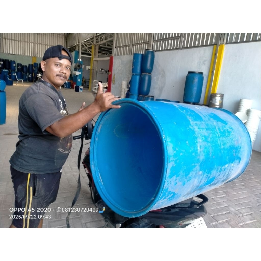 tong/drum plastik 200liter terbuka HDPE tampungan air