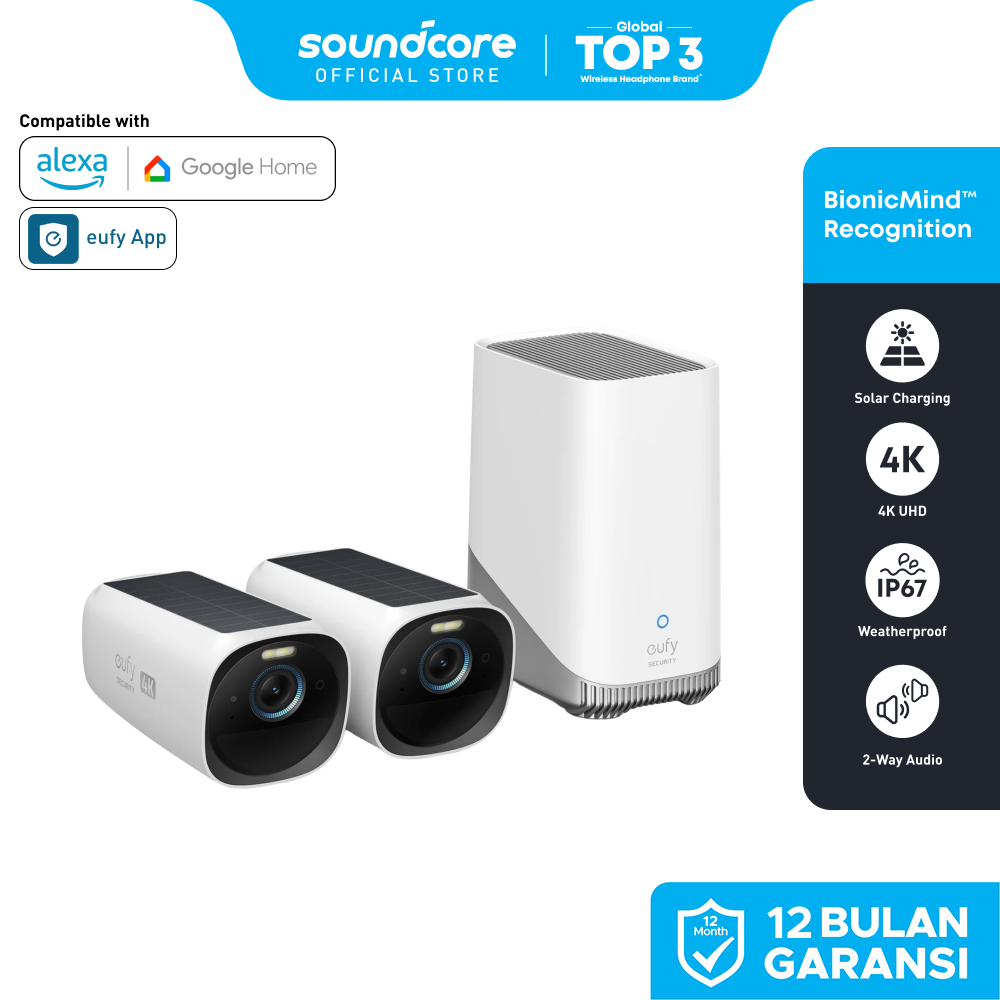 eufy Security eufyCam S330 eufyCam 3 2-Cam Kit Security Camera Outdoor Wireless, 4K Camera with Inte