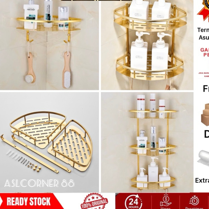 Rak Sabun Sudut Kamar Mandi Gold 3 susun.rak sabun sudut tembok 2susun.rak sabun 1 susun