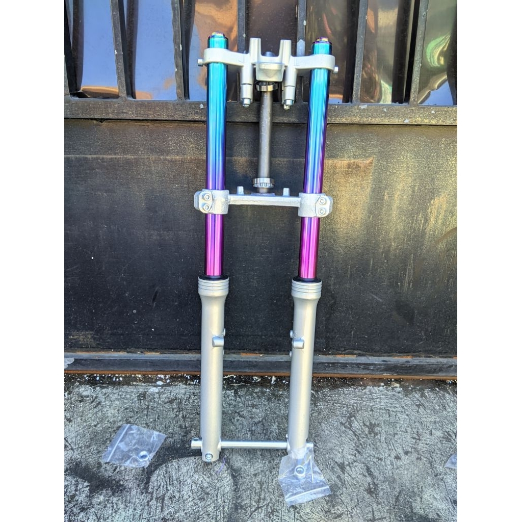SHOCK DEPAN NINJA RR SKOK depan ninja rainbow bottom silver/hitam PNP HONDA  CB GL MP TIGER
