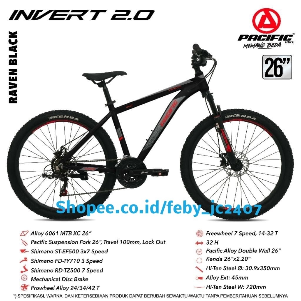 Sepeda MTB 26 inch Pacific Invert 2.0 Frame Alloy