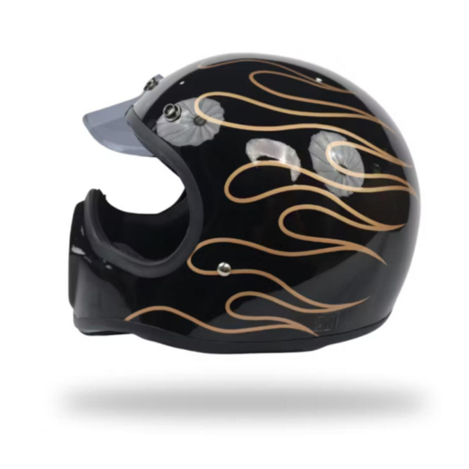 Helm JS Cakil MOTIF FIRE | Original SNI| Helm Pria | Helm Retro | Full Face