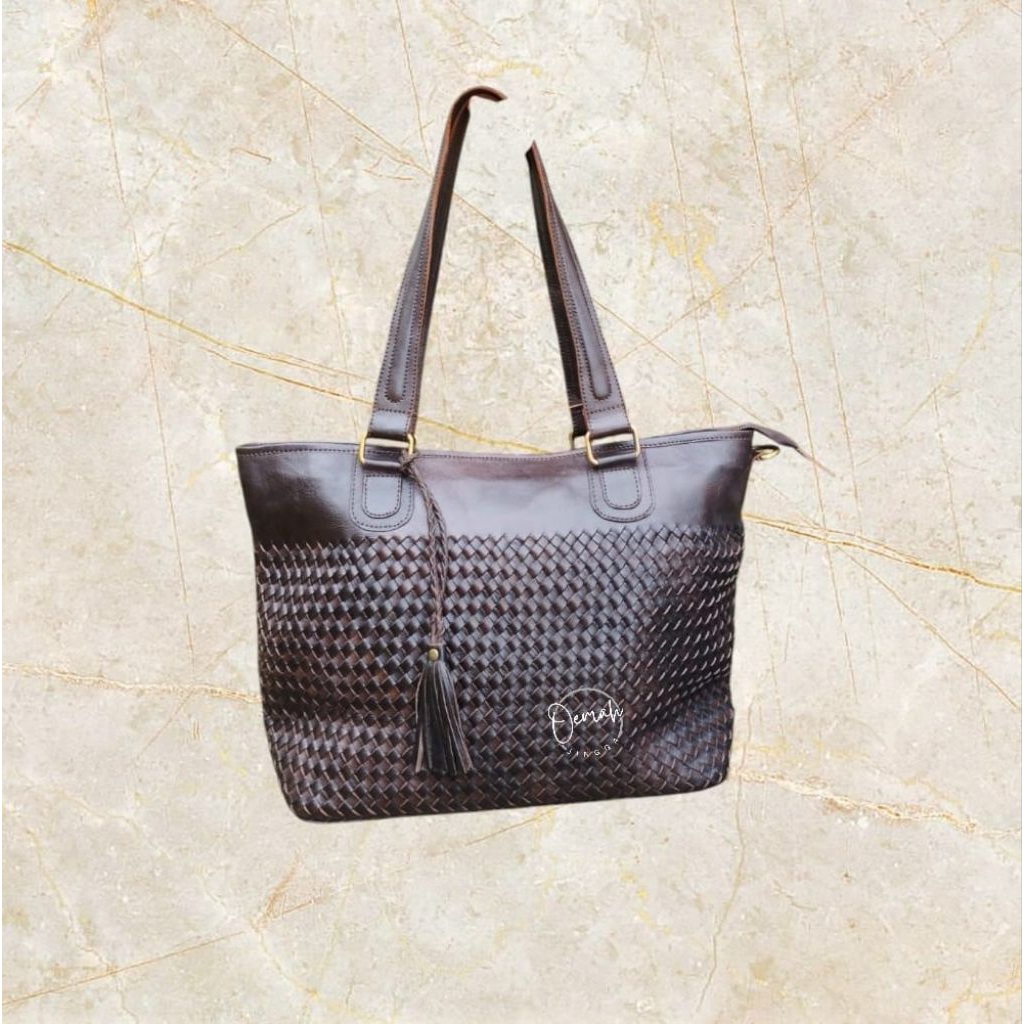 tas kerja wanita - tas shoulder bag leather anyam gaia