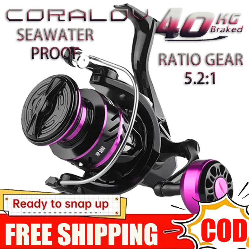 Coralov REEL PANCING REEL SPINNING SALTWATER TITANIUM 13+1 BB MAX DRAG 30KG alat pancing