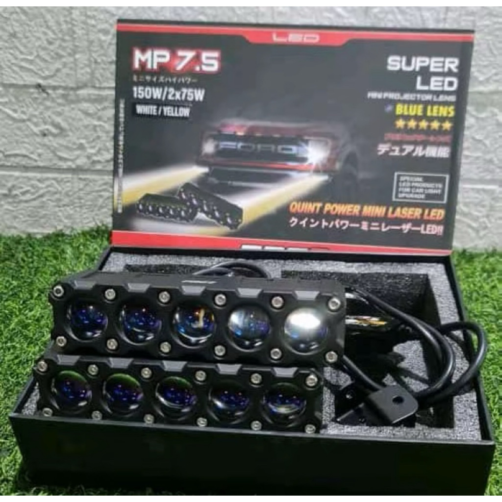 Mini Projie 7.5 Pro7 MP 7.5 Super LED 150W 2x75W Putih Kuning Lensa Biru Quint Power Mini Laser LED