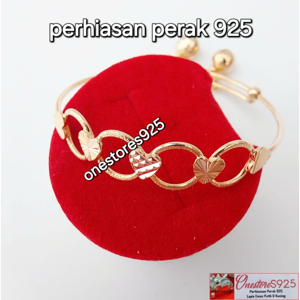 GELANG ANAK BULAT KAWAT LOVE PERAK 925 LAPIS EMAS KUNING
