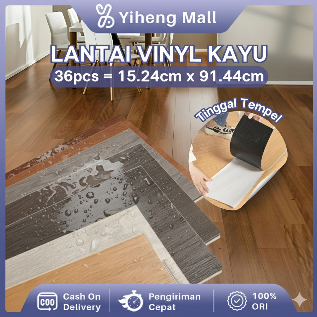 TERLARIS Lantai Vinyl Premium 1 BOX ISI (36pcs) Stiker Lantai Vinyl Lantai Kayu High Quality Vinyl