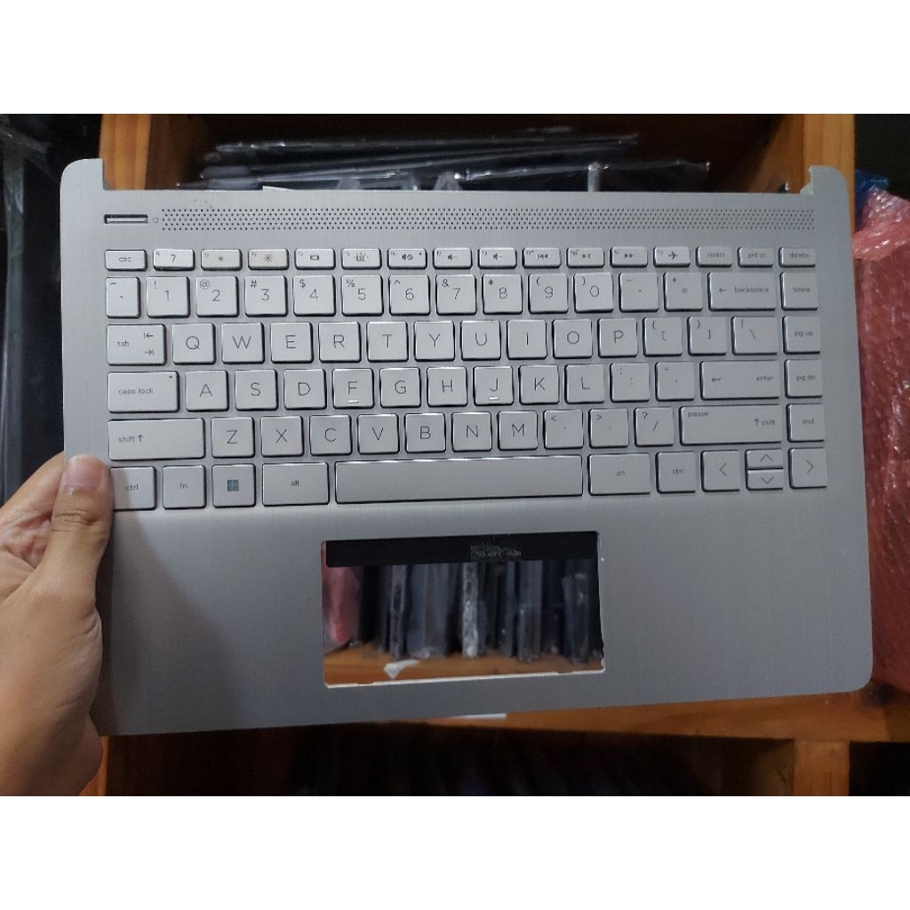 Palmrest Laptop Silver HP 14-DQ 14-FQ TPN-Q221 14S-FR DR 14 Inch Second Pemakaian Keyboard test Mati