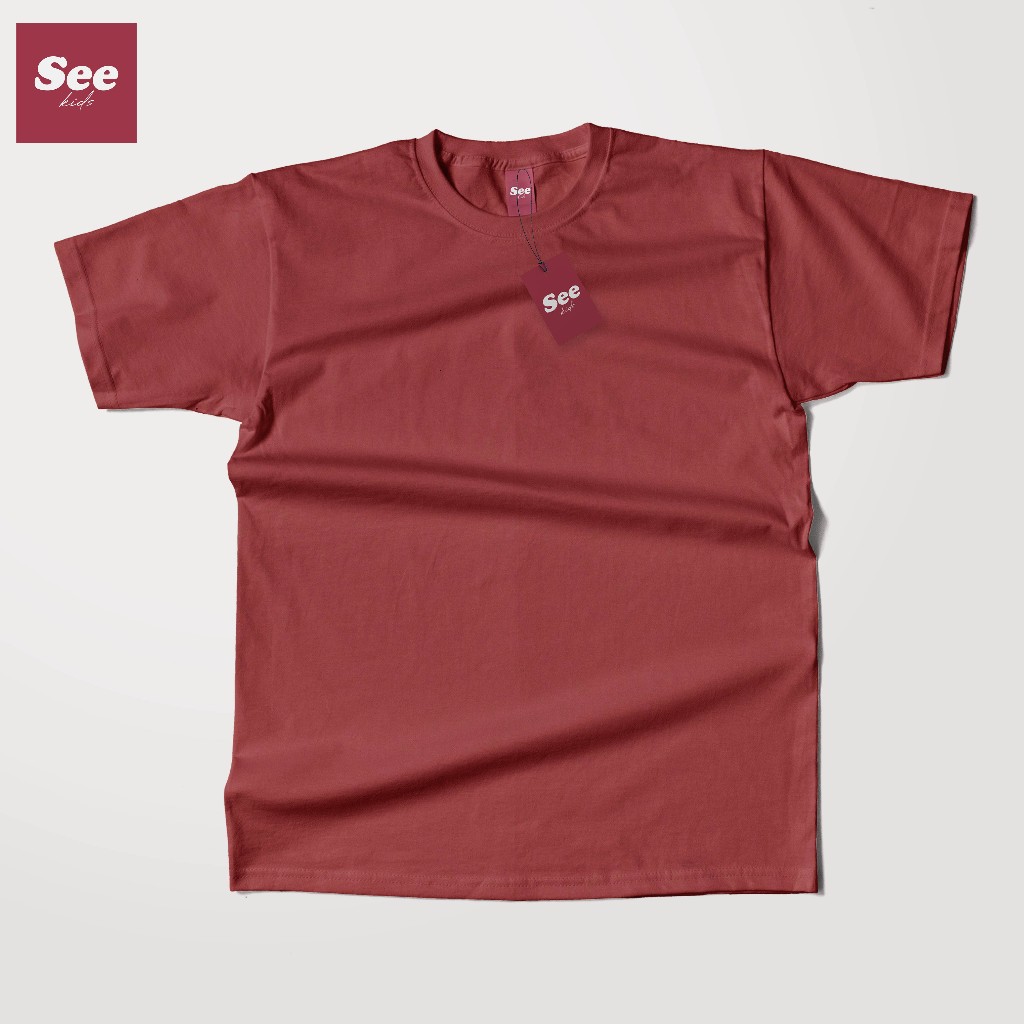 Kaos Polos Anak Merah Red Blush Cotton Combed | Baju Polos Anak