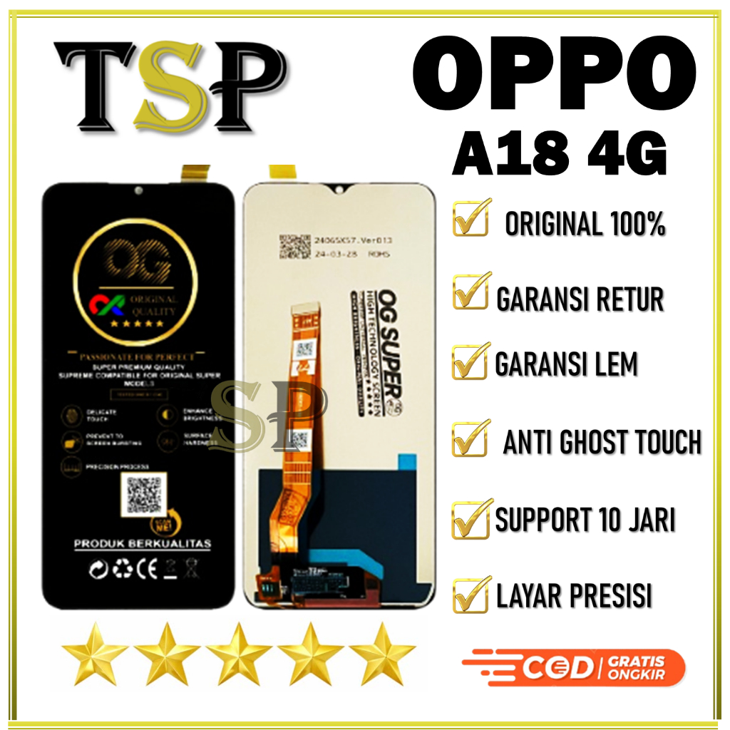 LCD OPPO  A18 4G FULLSET ORIGINAL LAYAR HIGH TOUCHSCREEN ORI