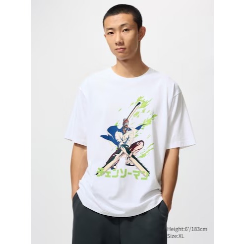Kaos Uniqlo UT Chainsaw Man Lengan Pendek 474439 Original Kaos UT Lengan Pendek Keren