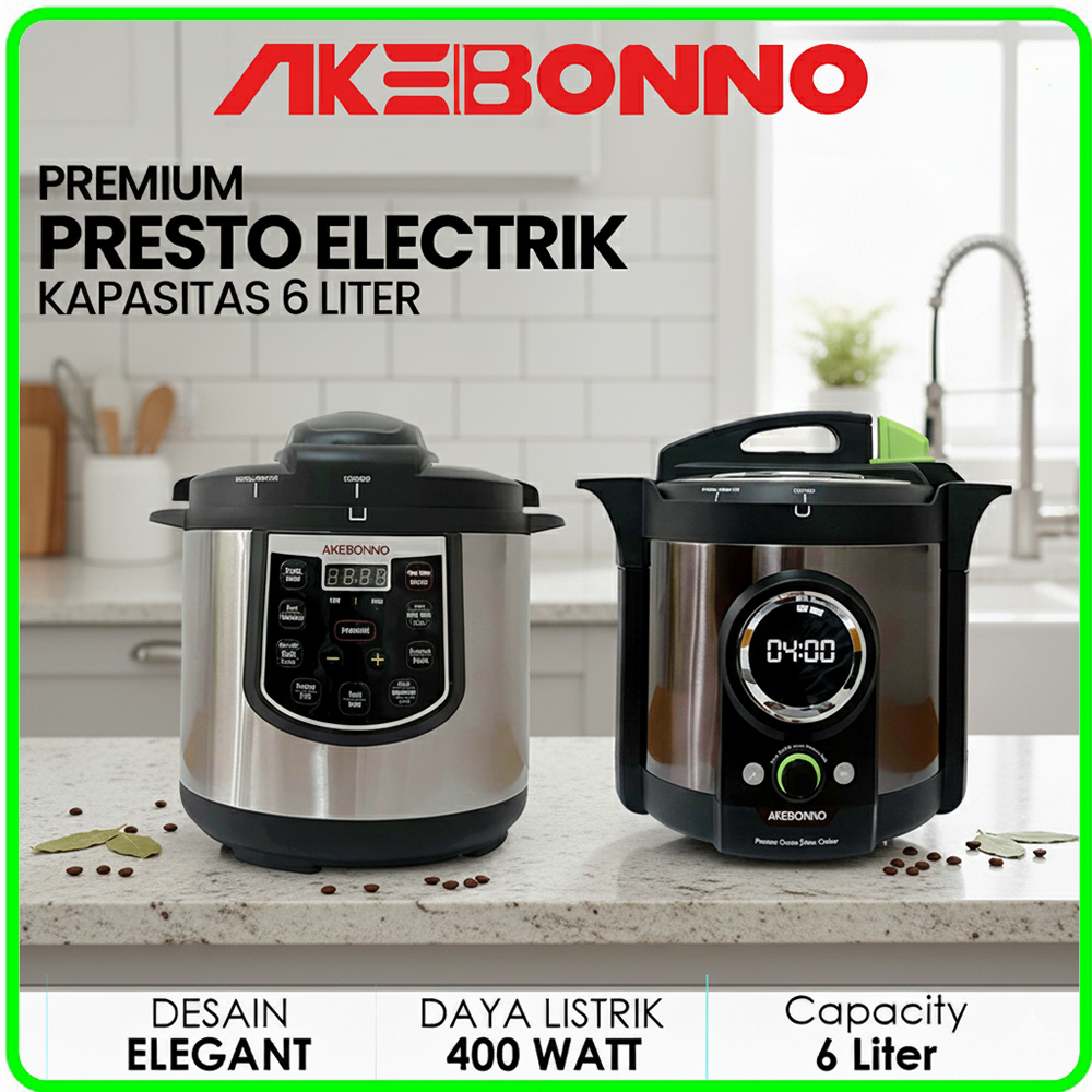 AKEBONNO - Electric Pressure Cooker/Alat Presto Rice Cooker Multifungsi Besar 6L Low Watt Garansi