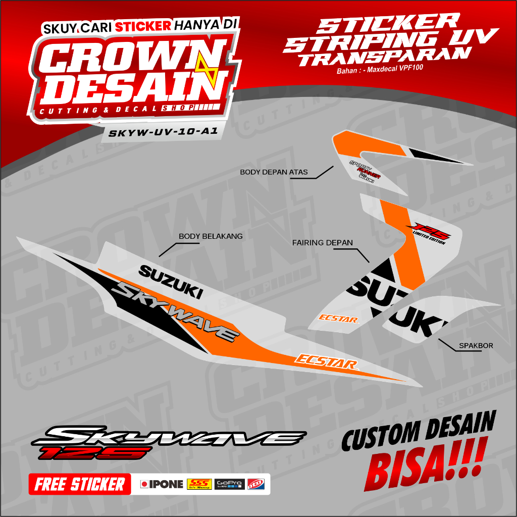 Striping Suzuki Skywave 125 2008 2009 List Variasi Stiker Skywave Nr125 Sticker Suzuki Skywave-Strip