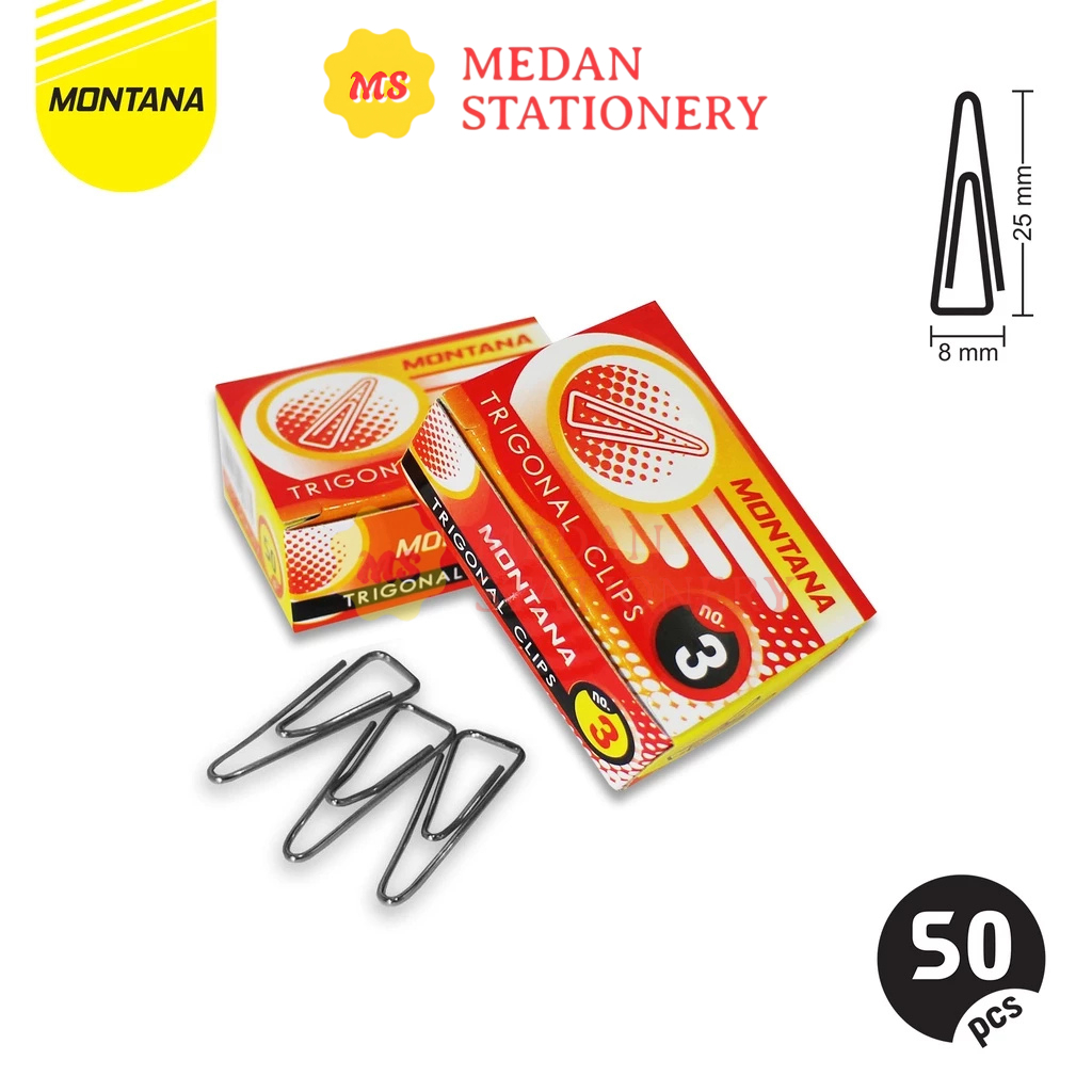 MONTANA Trigonal Clips Penjepit Kertas No. 3 25mm Paperclip Klip Segitiga No.3
