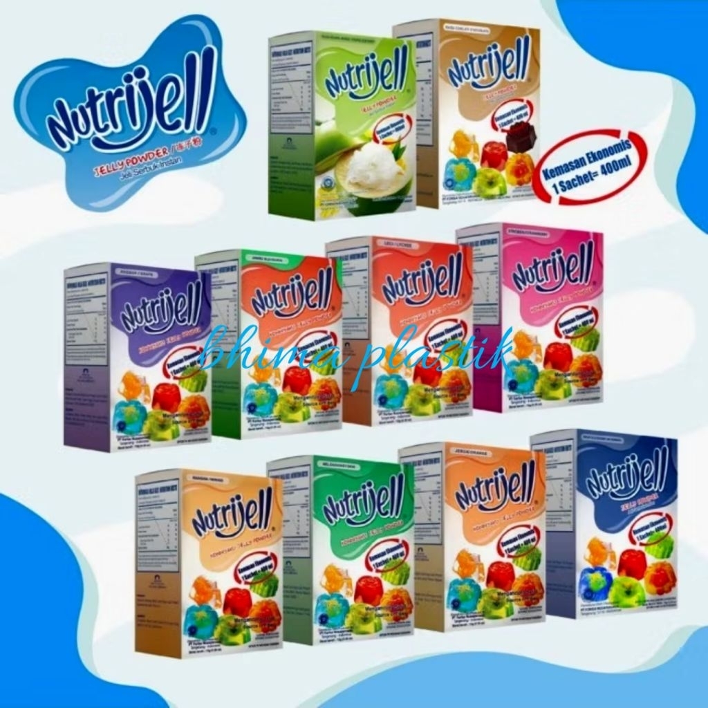 ( HARGA GROSIRAN ) NUTRIJELL DAN KONJAC 1 BOX / 12SACHET RASA BUAH, KELAPA MUDA,  CINCAU, PLAIN