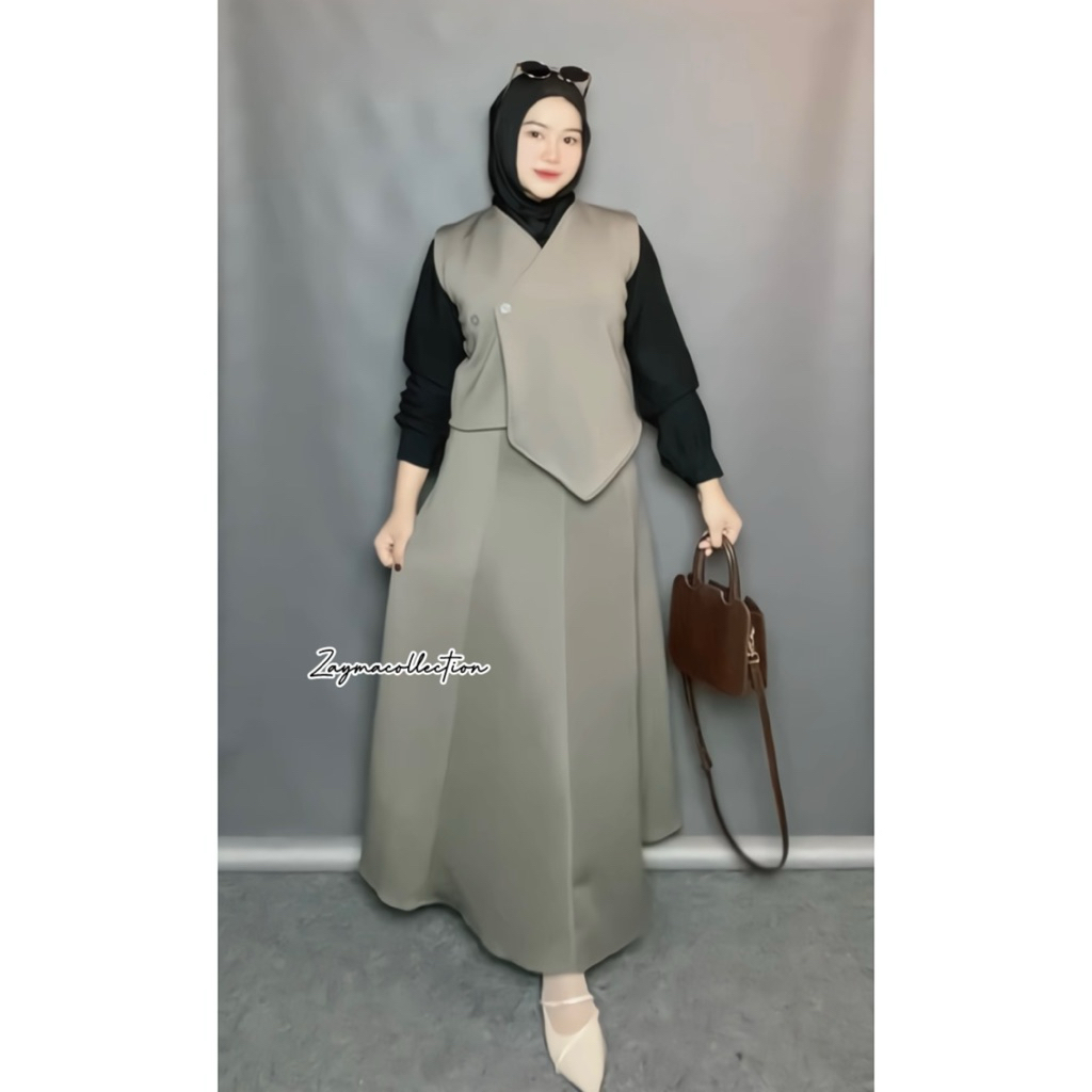 Naomi Setelan Vest Scuba Premium Wanita Kekinian Korean Style