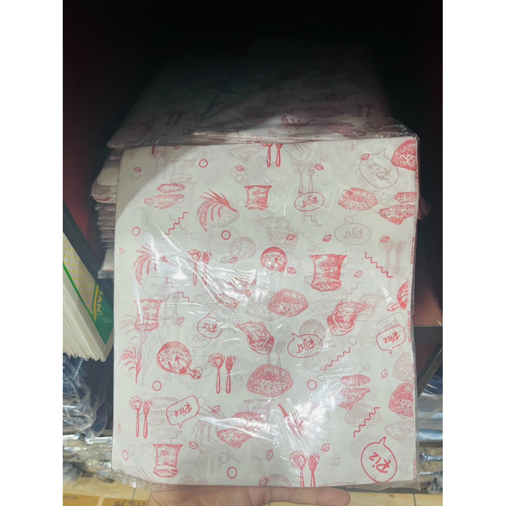 KERTAS NASI KFC isi 100pcs / kertas nasi burger / kertas nasi polos / kertas nasi motif