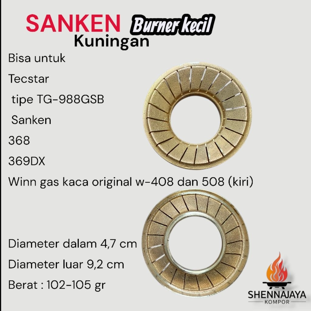 Burner kompor gas SANKEN kecil sparepart kompor gas KUNINGAN kompor