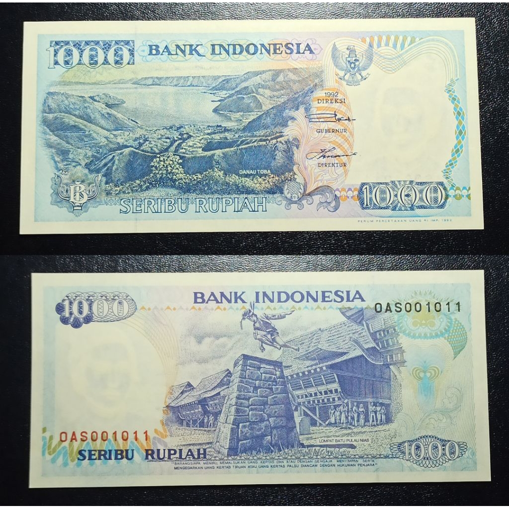 uang kuno Indonesia 1000 rp tahun 1992 p1650