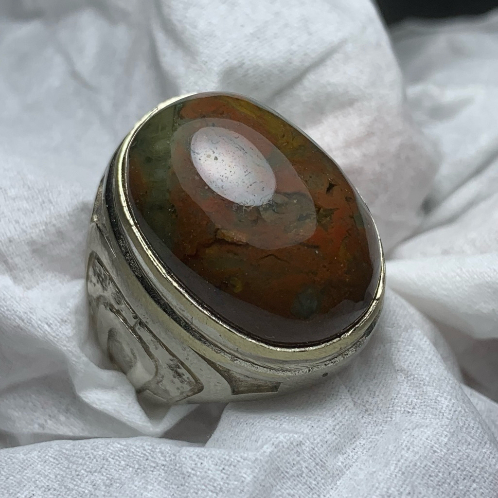 Gelang BatuAkik Natural (Asli) Pancawarna garut  (COD) Dim Kantoran Ring Alpaka Super Top HQ Obral M