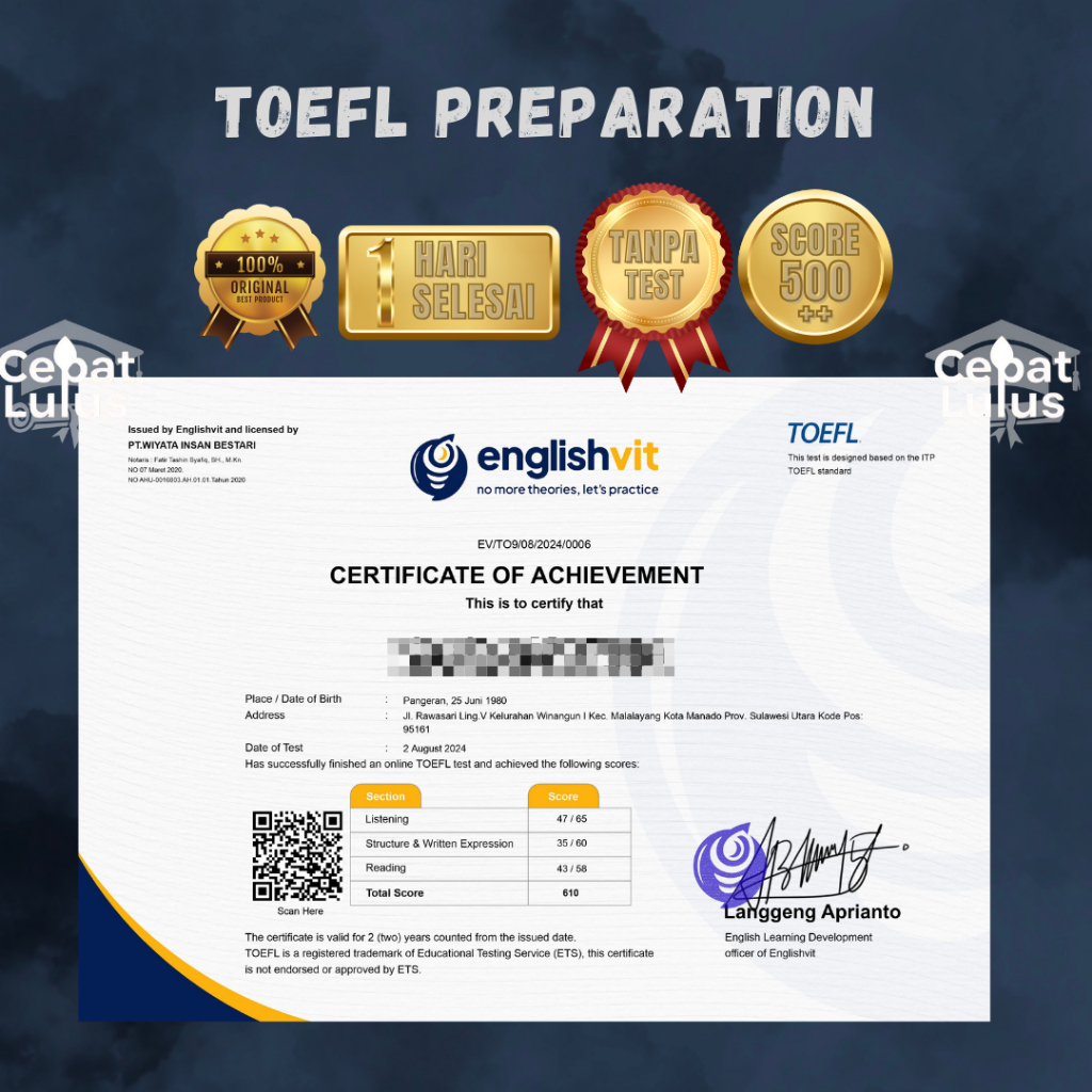 ITP Preparation TOEFL ONLINE TEST