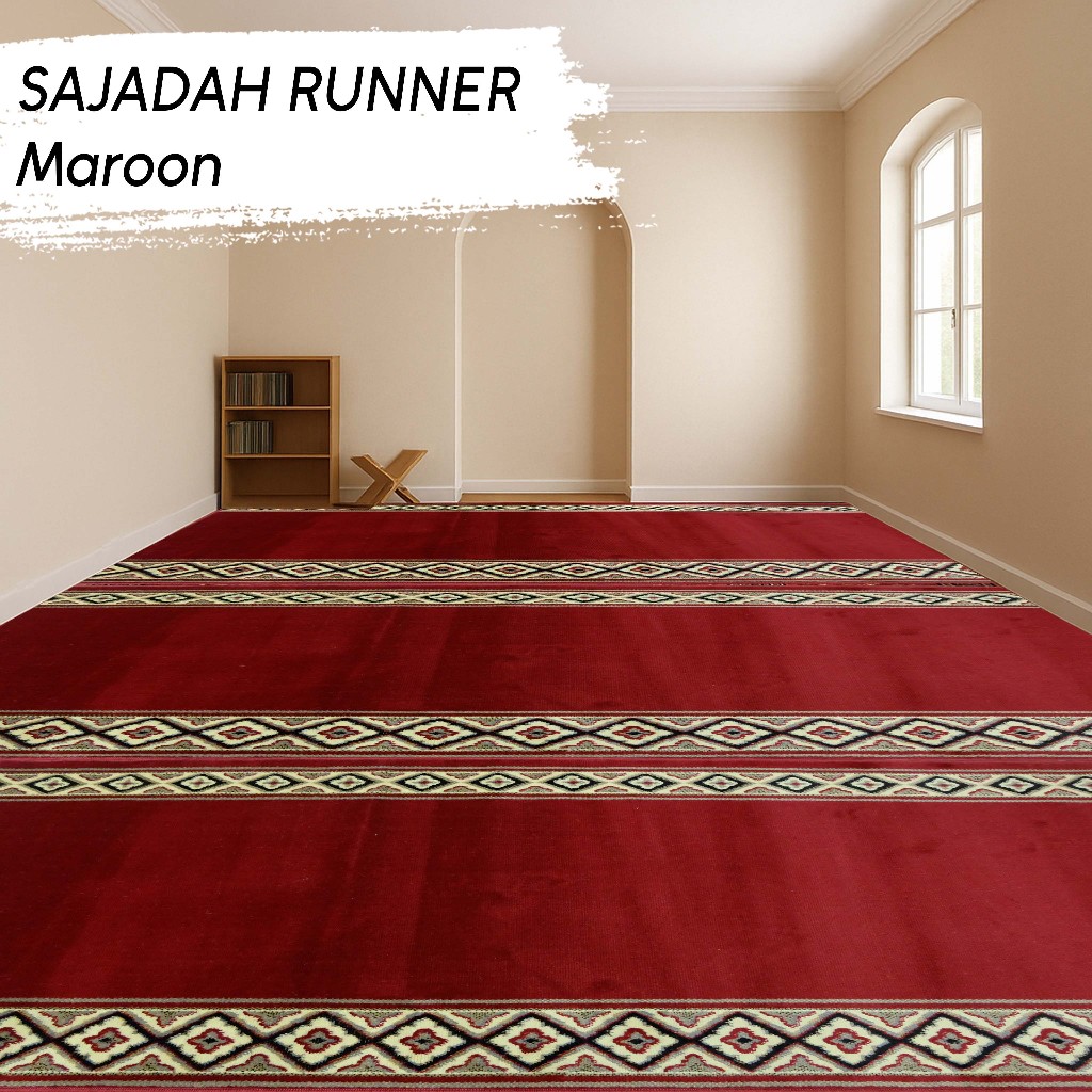 Karpet Sajadah Masjid  1,05m x 30m Runner karpet roll sajadah - MAROON