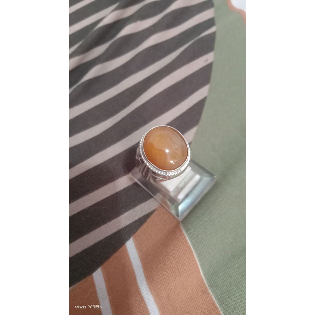 batu natural yellow sapphire ring perak 925 handmade02