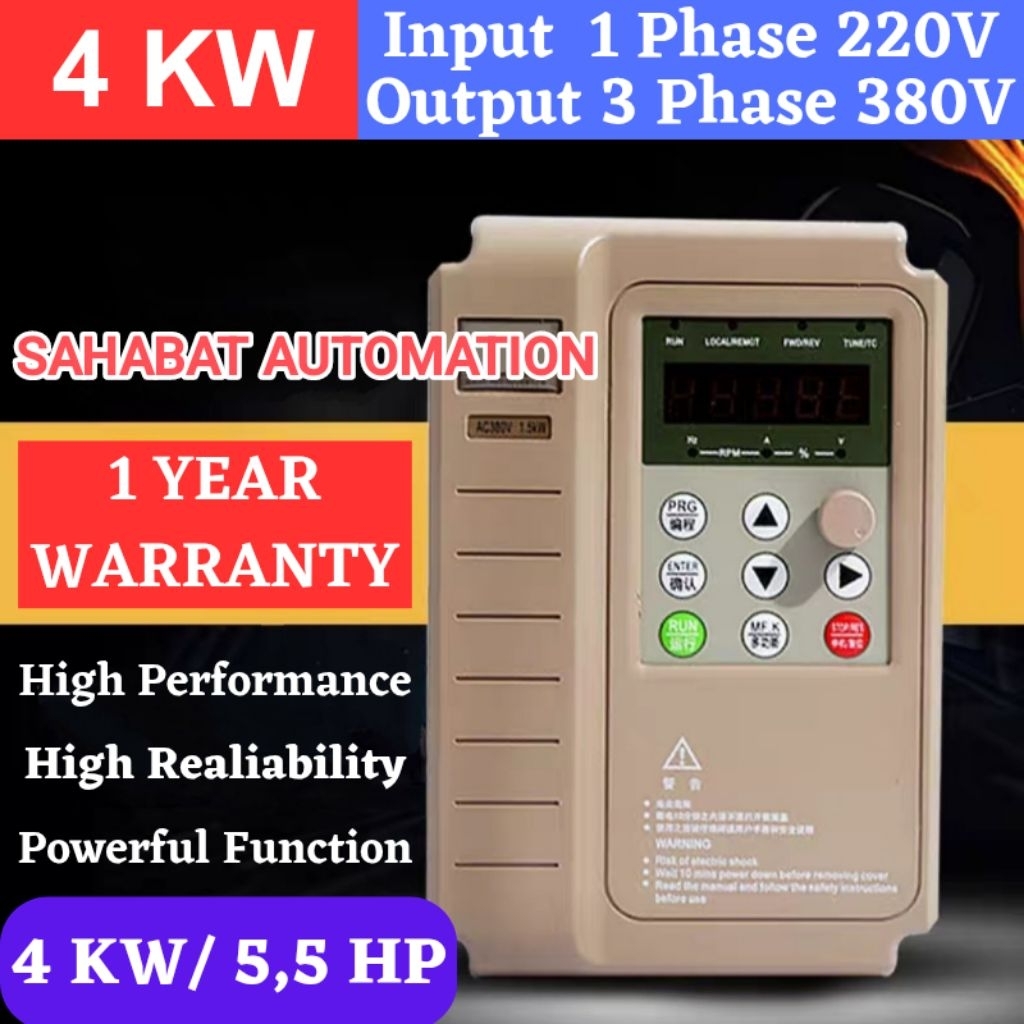 Inverter 220V to 380V 4 KW 5,5HP 5,5 HP Inverter 220V Ke 380V 4KW 5.5HP 5.5 HP Input 1 Phase 220VAC 