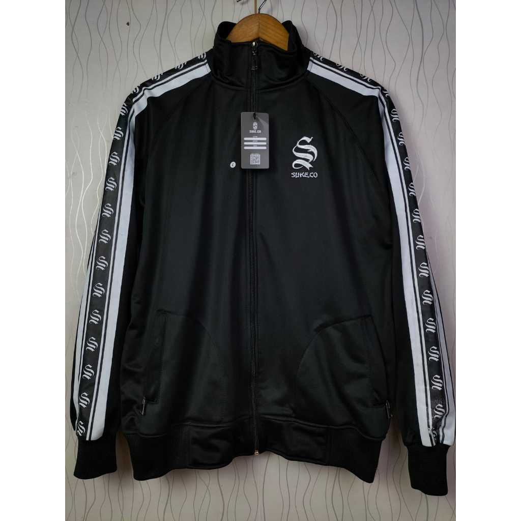 Tracktop Jacket Sinners  Premium Logo Bordir | jacket hitam resleting kerah berdiri