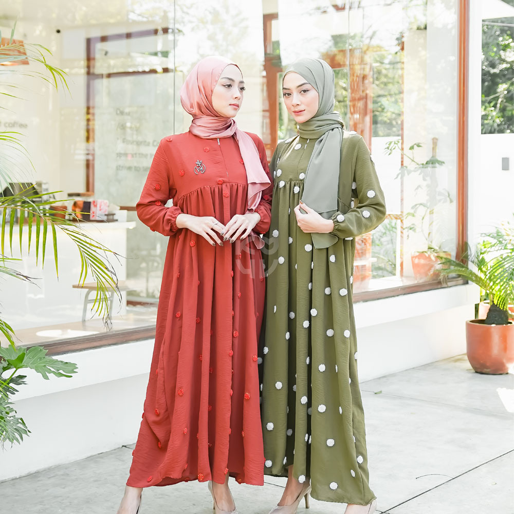 Koyu Hijab Rachel Polka Crinckle Dress