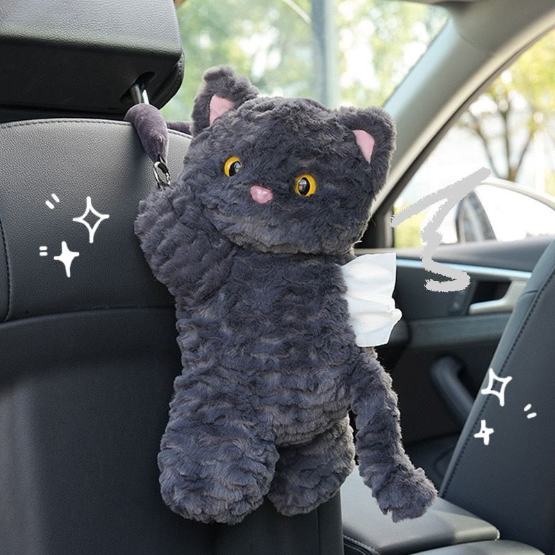 Tempat Tisu Gantung Boneka Kucing Plushy untuk Mobil