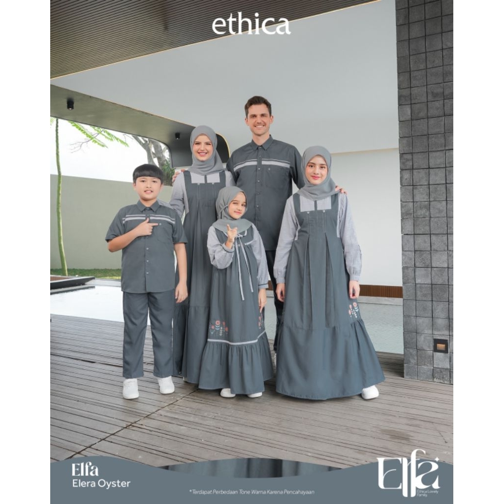 Terbaru Sarimbit Ethica 2026 Elfa Elera Oyster Couple Pasangan Keluarga Baju Lebaran Gamis Dewasa Ay