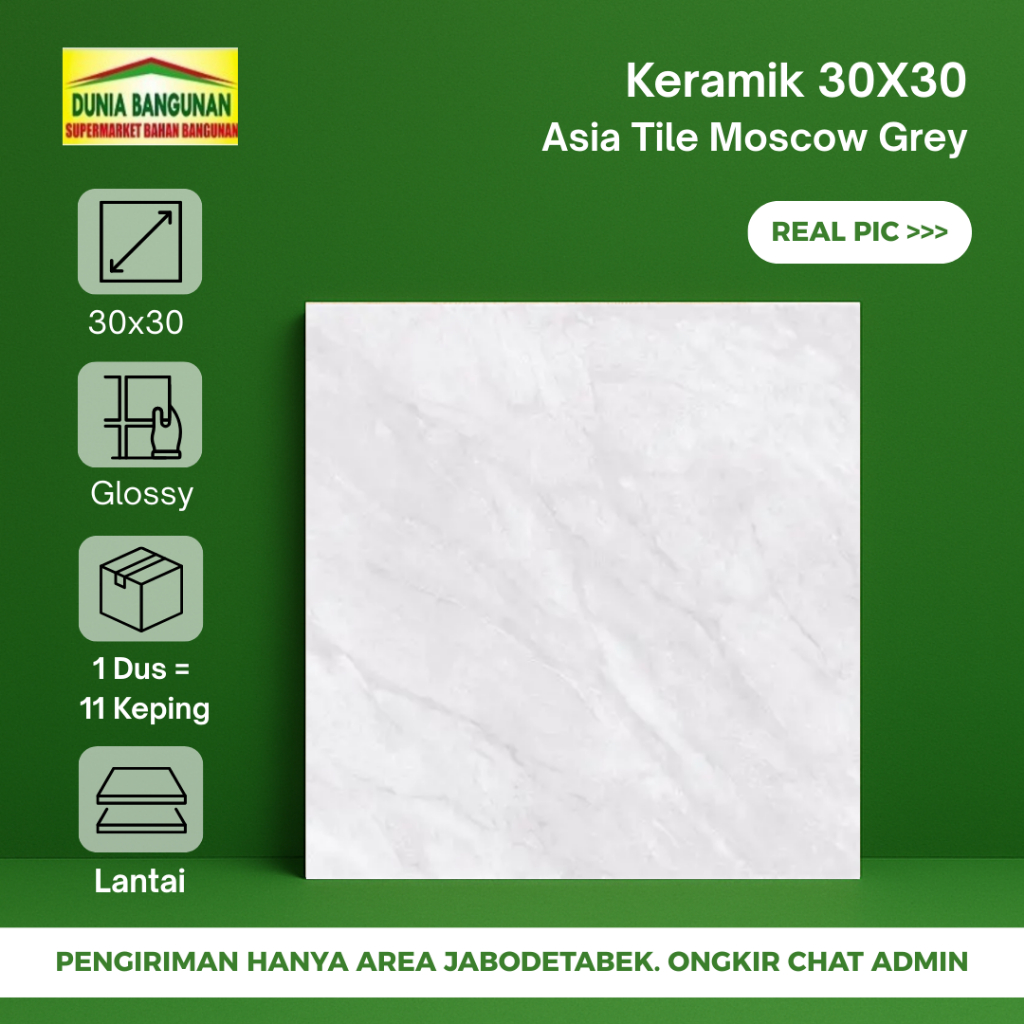 Keramik 30x30 Lantai Asia Tile Moscow Keramik Lantai Glossy Marble Grey