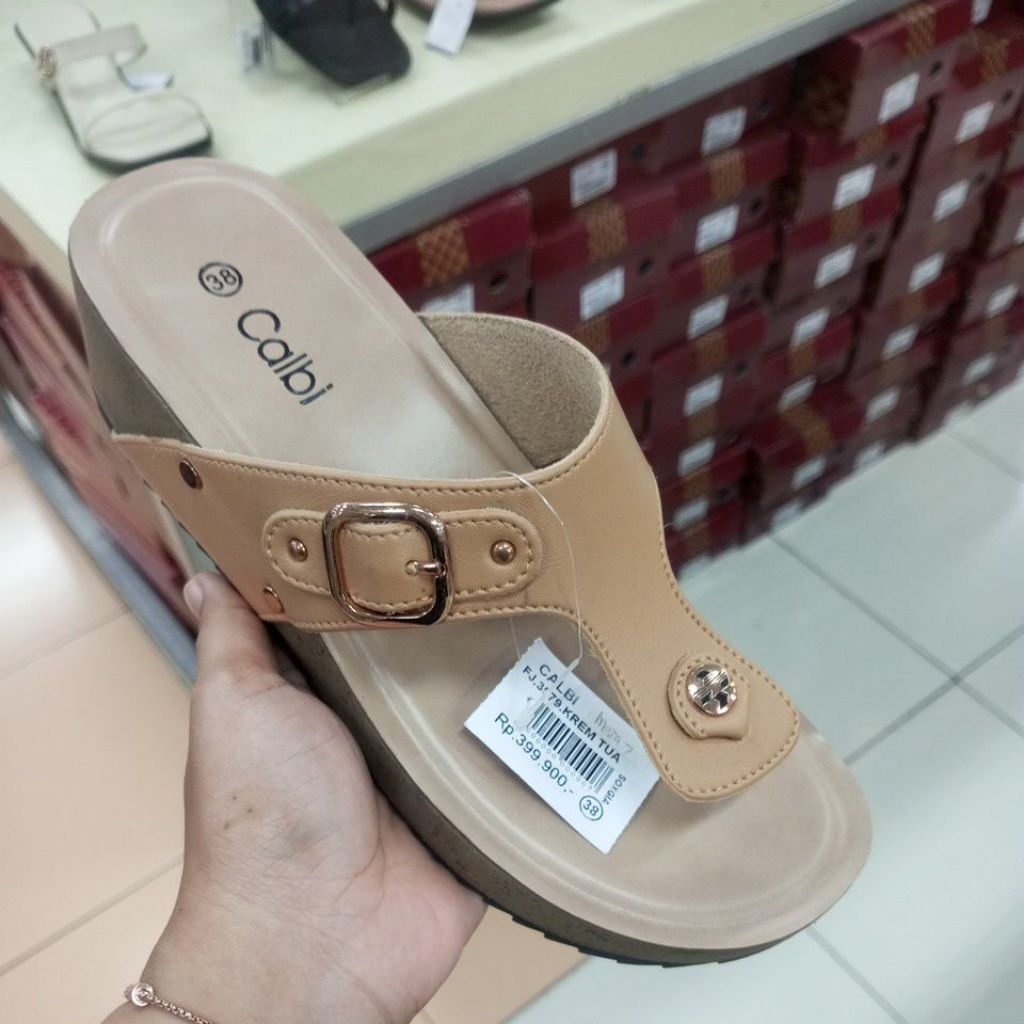 Sandal Wanita Wedges Calbi Original Artikel FJ 3579 Model Jepit Hak 3 CM Size 36-40