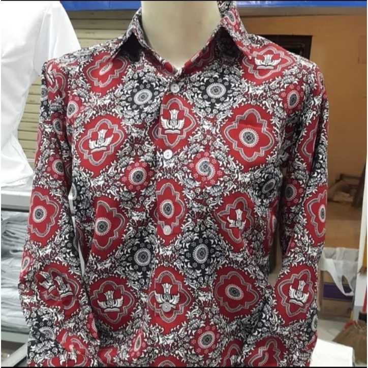 BAJU BATIK MERAH SERAGAM SEKOLAH SD LENGAN PANJANG SERAGAM NEGRI ( UNISEX ) KELAS 1-6